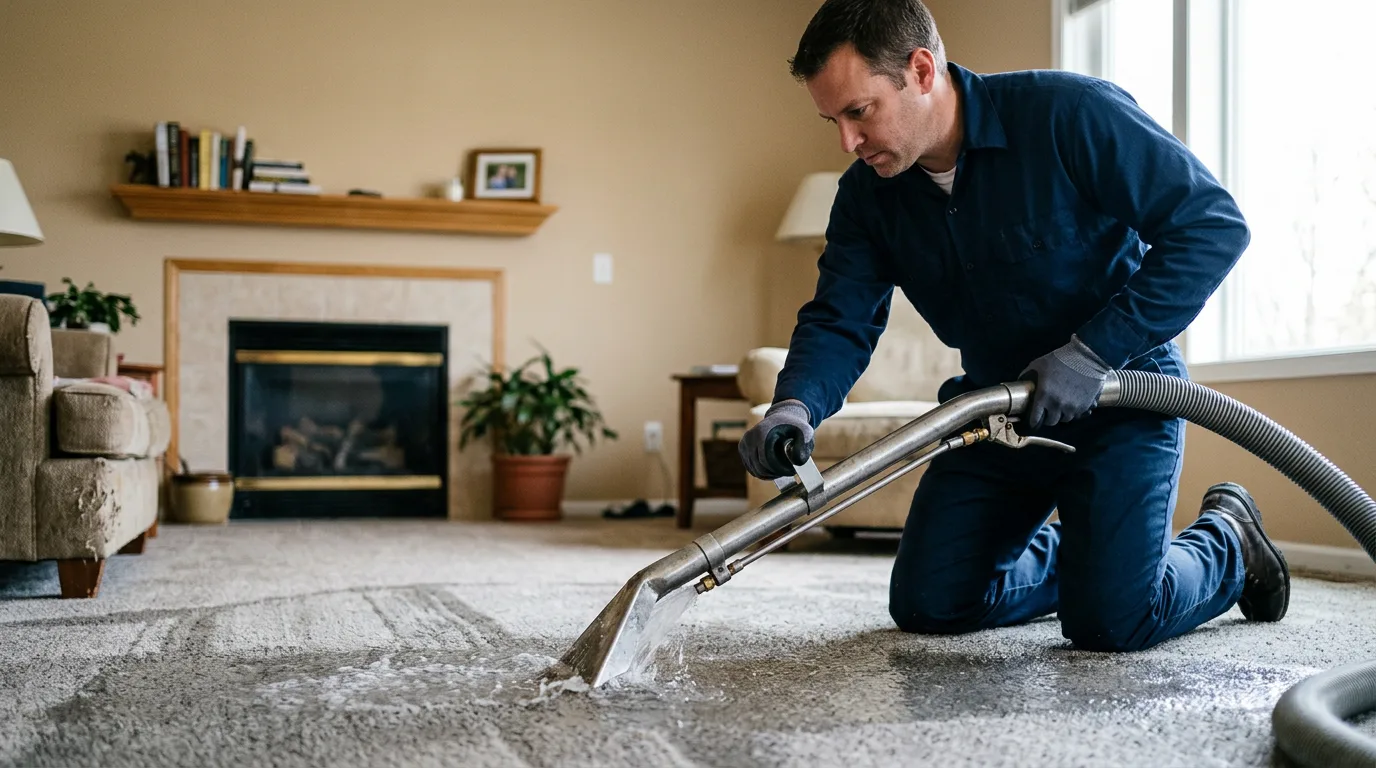 Water damage restoration technician working near Golconda, IL